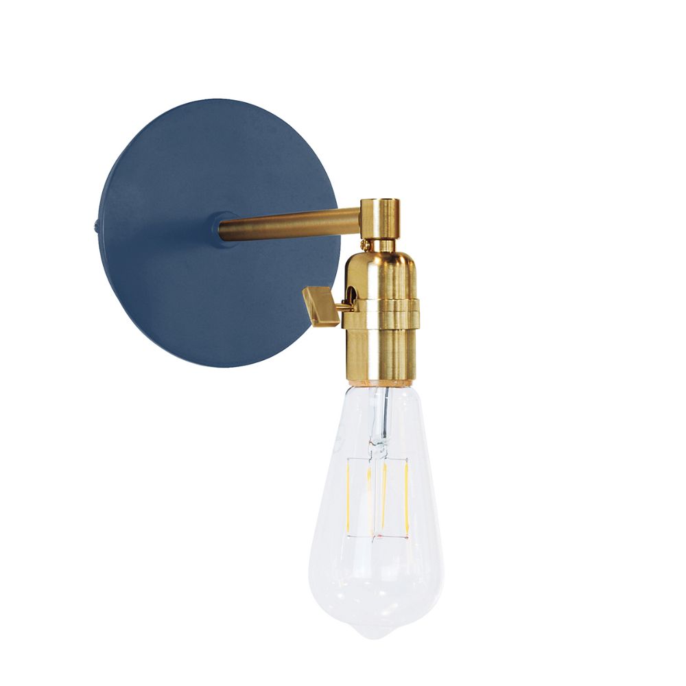 Montclair Lightworks SCM400-50-91 Uno 2" wall sconce, Navy with Brushed Brass hardware